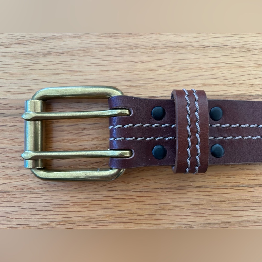 Duluth Trading Leather Belt Brass Buckle 36